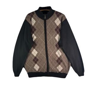 AMERICAN LEGEND OUTFITTERS Zip Up Argyle Pattern Knit Jacket Mens Size XXL